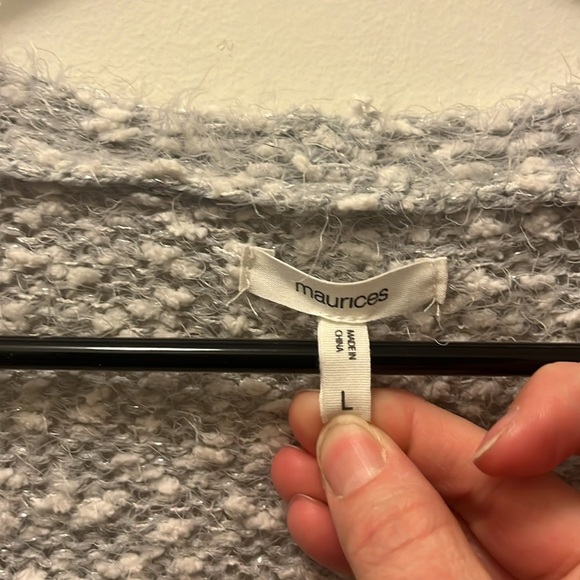 Maurice’s gray with silver accents cardigan Size Large - Picture 2 of 8